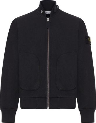Stone Island Mesh Stitch Organic Cotton Fleece Sweatshirt