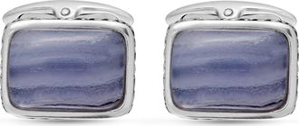 LuvMyJewelry Blue Lace Agate Sterling Silver Men Cufflinks