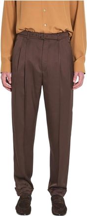 Saint Laurent Broeken, Heren, Bruin, L, Leer, Silk Pants