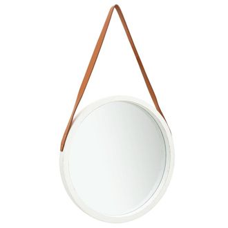 vidaXL Espejo De Pared Con Correa Blanco 50 Cm Vidaxl
