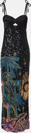 Johanna Ortiz Abito lungo in misto seta con paillettes