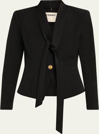 L'agence Romy Tie-Neck Tailored Blazer