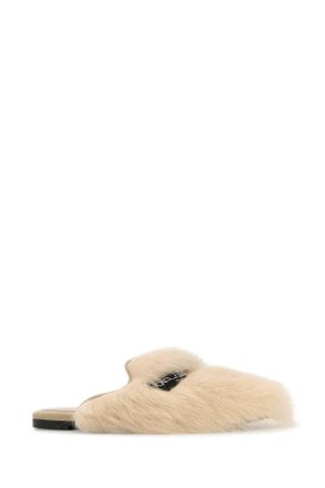 Dolce & Gabbana Shearling Slipper - Beige