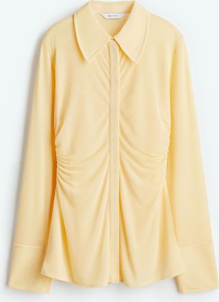 H&M Meshbluse mit Volants - Yellow