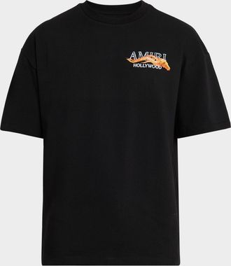 Amiri Mens Flames Amiri Hollywood Cotton T-Shirt