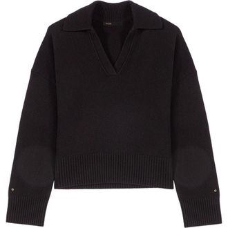 Maje Open polo collar sweater in Black at Nordstrom, Size X-Small