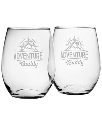 SUSQUEHANNA GLASS Set Of 2 Adventure Buddy Stemless Wine Glasses