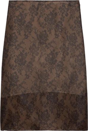 Bite Studios Organza Midi Rok - Dames - Midirokken - Bruin - M - Organza - Rokken