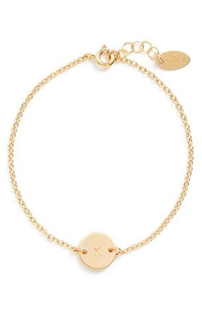 Nashelle Initial Mini Disc Bracelet in 14K Gold Fill K at Nordstrom