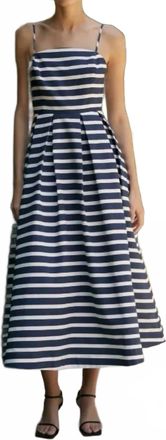 English Factory Striped Midi Dress In Navy & White