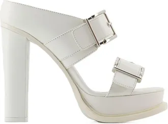 Alexander McQueen Womens Leather Platform Sandal Heel White