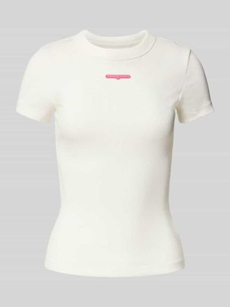 Tommy Jeans Slim Fit T-Shirt aus Ripp in Offwhite, Gr&ouml;&szlig;e XS