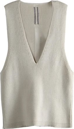 Rick Owens V-neck ribbed top - Neutrals