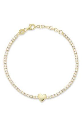 Sphera Milano Cubic Zirconia Heart Tennis Bracelet in Gold at Nordstrom Rack