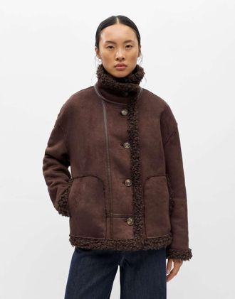 Object Oaklyn giacca a collo alto marrone scuro