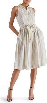 Steve Madden Mary Pinstripe Sleeveless Shirtdress in Cream/Black at Nordstrom Rack, Size 10