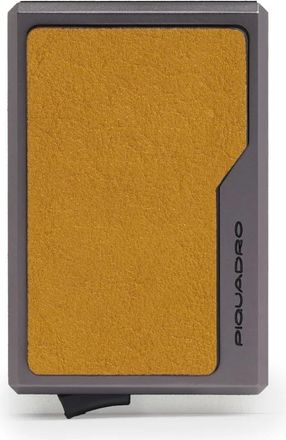 Piquadro Mag Safe pop-up kaarthouder - Heren - Portefeuilles - Geel - ONE Size - Leer - Accessoires