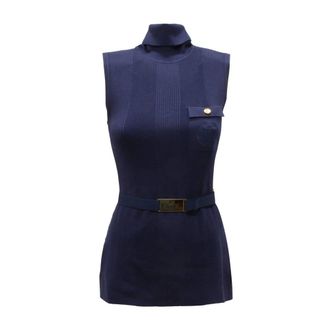 Elisabetta Franchi Dolcevita Sicato Wo Jumper - female - Elisabetta Franchi - Sleeveless Tops - Blue - XL - Tops