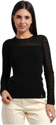 Patrizia Pepe Jersey de canal&eacute; con efecto encaje y corte entallado - Knitwear - Mujer - Negro - S