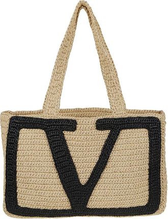 Valentino Garavani Superstar Crochet Grote Tote Tas - Dames - Schoudertassen - Beige - ONE Size - Tassen