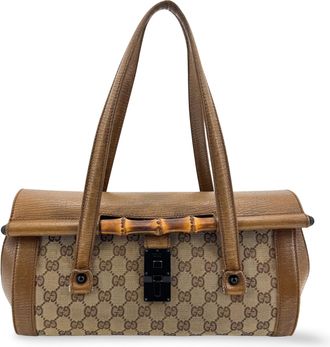 Gucci Bamboo Bullet Gg Canvas Brown Canvas Handbag (Pre-Owned)