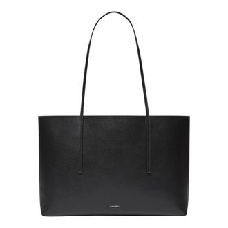 Calvin Klein Foil Logo Tote W/Pouch - Dames - Tassen - Zwart - Maat: ONE Size Leer