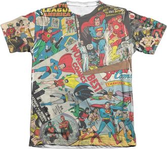 Gildan Justice League of America Classic Collage Adult Poly/Cotton Short Sleeve Tee / T-Shirt