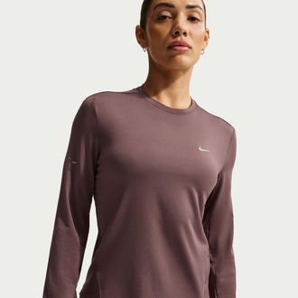 Nike Womens Swift Dri-FIT UV Long-Sleeve Crew-Neck Running Top in Purple | HQ0503-502