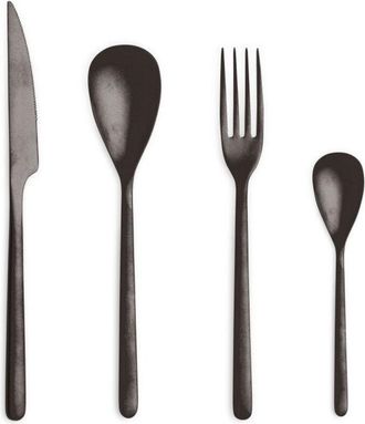 Comas Comas canada, set 24 posate nero vintage, in acciaio inox con trattamento colore in pvd