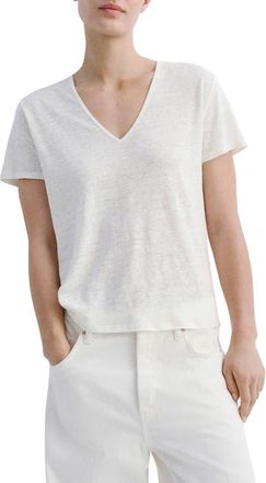 Mango Linen Top in Off White at Nordstrom, Size Xx-Large