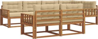 vidaXL Conjunto De Sof&aacute;s De Exterior 8 Uds. Natural Y Beige Vidaxl