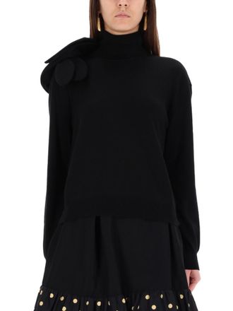 Moschino Black Embellished Turtle Neck Sweater