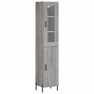 vidaXL Aparador Alto Madera Contrachapada Gris Sonoma 34,5x34x180 Cm Vidaxl