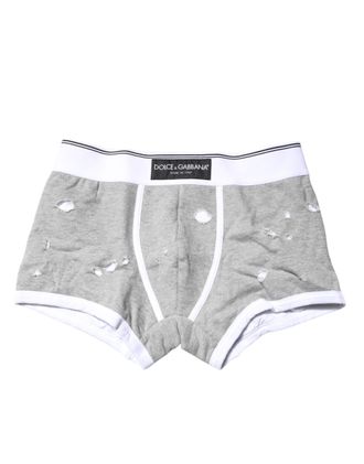 Dolce & Gabbana Gray Cotton Stretch Regular Boxer Mens Underwear