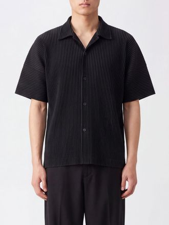 Homme Pliss&eacute; Issey Miyake Short-Sleeved Pleated Bowling Shirt Homme Pliss&eacute; Issey Miyake with Cuban Collar