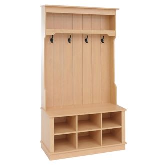 Hhg Aparador Hhg-661, Aparador De Pasillo De Madera Con Banco, 4 Ganchos, Compartimento De Almacenamiento Y Estante De Melamina, 170 X 100 X 39 Cm, Color 