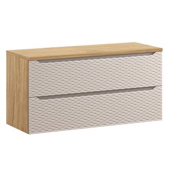Petits Meubles Mueble bajo lavabo 2 cajones encimera estratificado Beige marr&oacute;n