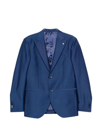 Lubiam Blue Zigzag Detail Tailored Suit