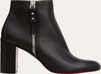 Christian Louboutin Ziptotal Calfskin Red Sole Booties
