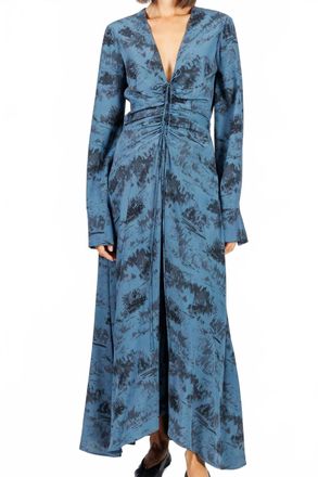 Altuzarra Mila Long Sleeve Midi Dress In Steel Blue