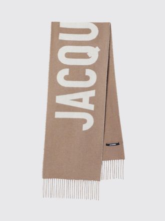 Jacquemus Sciarpa in pura lana vergine con stampa logo e fondo sfrangiato