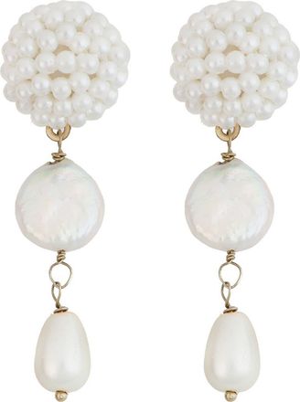 Panacea Cultured Pearl Beaded Linear Earrings in White at Nordstrom Rack