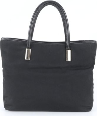 Gucci Black Leather Nylon Handbag Shoulder Bag Tote Bag (Pre-Owned)