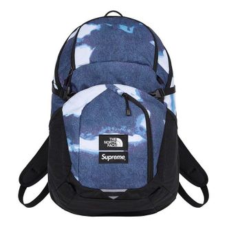 SUPREME x The North Face Bleached Denim Print Pocono Backpack Blue Black White SUP-FW21-414