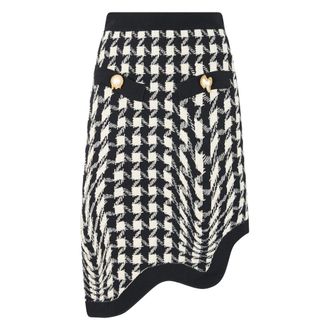 Moschino Rokken, Dames, Veelkleurig, S, Wol, Pied-de-poule Asymmetrische Midirok