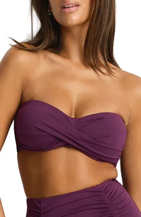 Sea Level Australia Essentials Edit Twist Front Bikini Top in Claret at Nordstrom, Size 10