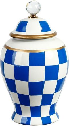 Mark Roberts Checkered Urn with Lid, Medium in Royal Blue at Nordstrom