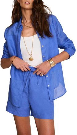 Mint Velvet Linen Drawstring Shorts in Blue at Nordstrom, Size X-Large