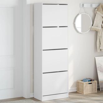 vidaXL Vidaxl - Mueble Zapatero Con 4 Cajones Abatibles Blanco 60x34x187,5 Cm