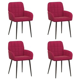 vidaXL Sedie Da Pranzo 4 Pz Velluto Rosso Vino 57 X 50 X 85 Cm Vidaxl